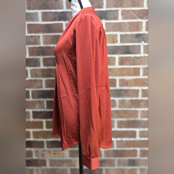 Loft Women's Rust Colored Silky Blouse - Picture 7 of 12